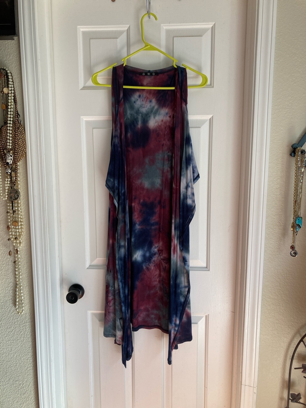 COIN 1804 Tie-Dye Open Front Duster - Blue & Burgundy